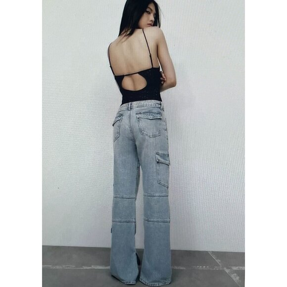 Zara Black Lace Body Suit With Adjustable Straps & Snap Closure - Picture 4 of 16